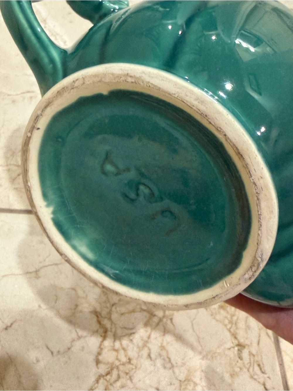 Vintage 1950’s USA Teal Glazed Piece with Handwritten Mark - Picture 7 of 7